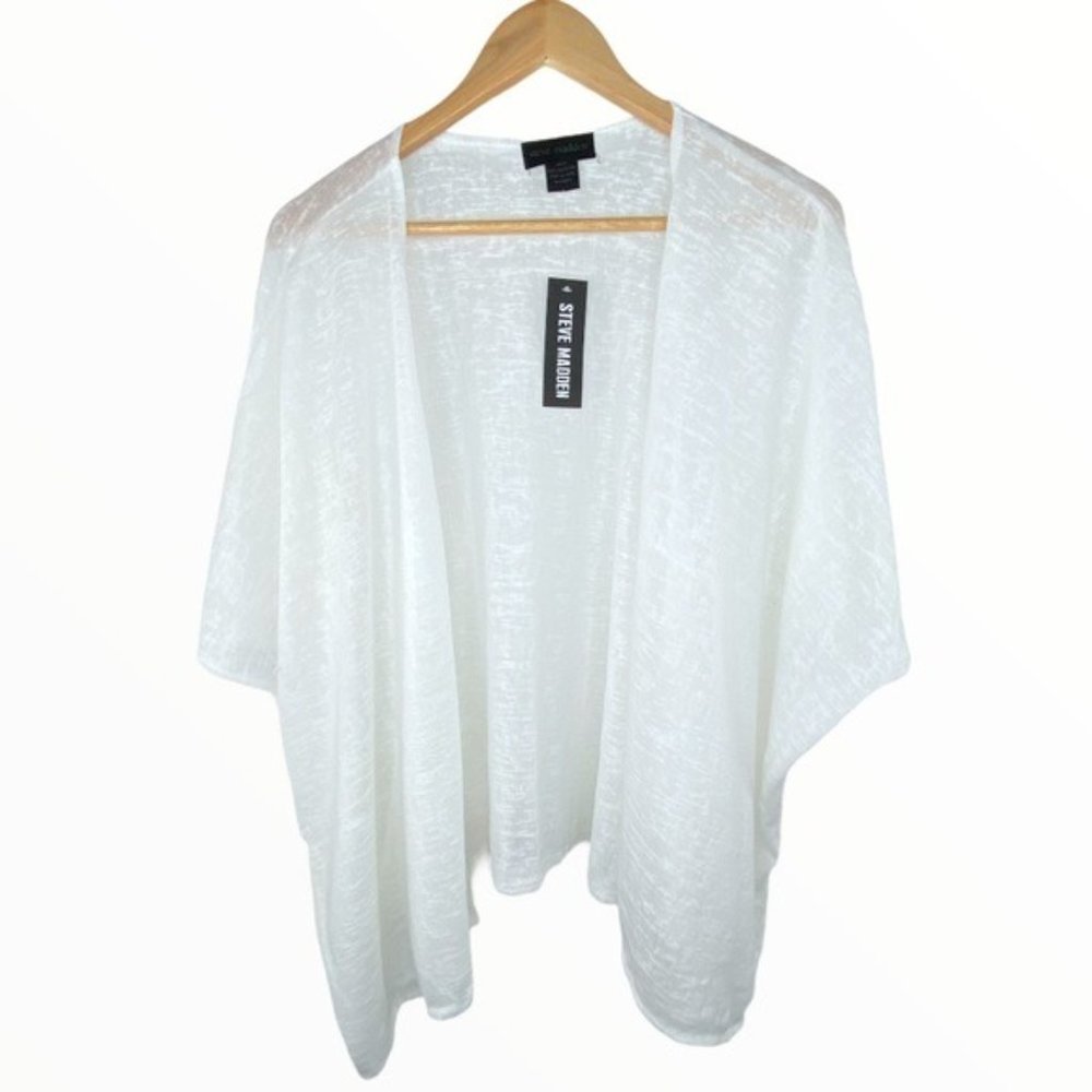 Steven Madden White Shawl Kimono Coverup Sweater